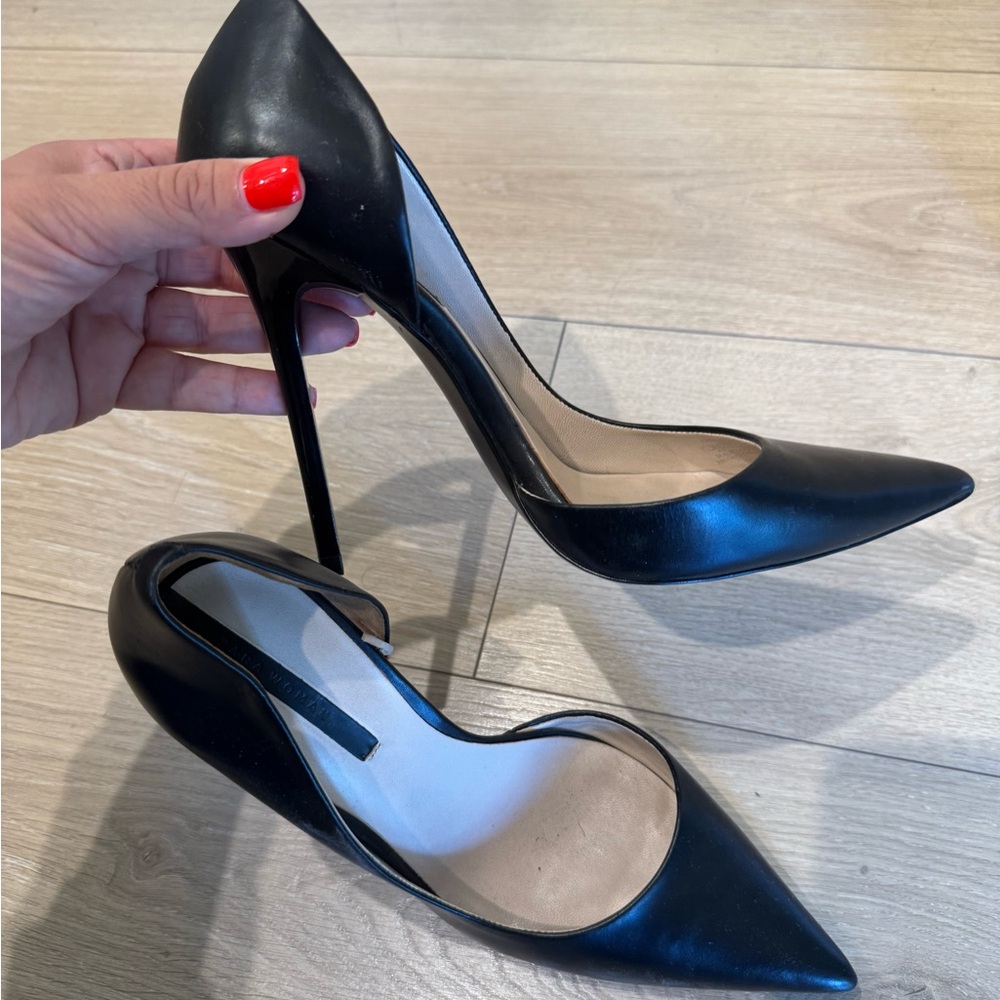 Black leather Zara high heels